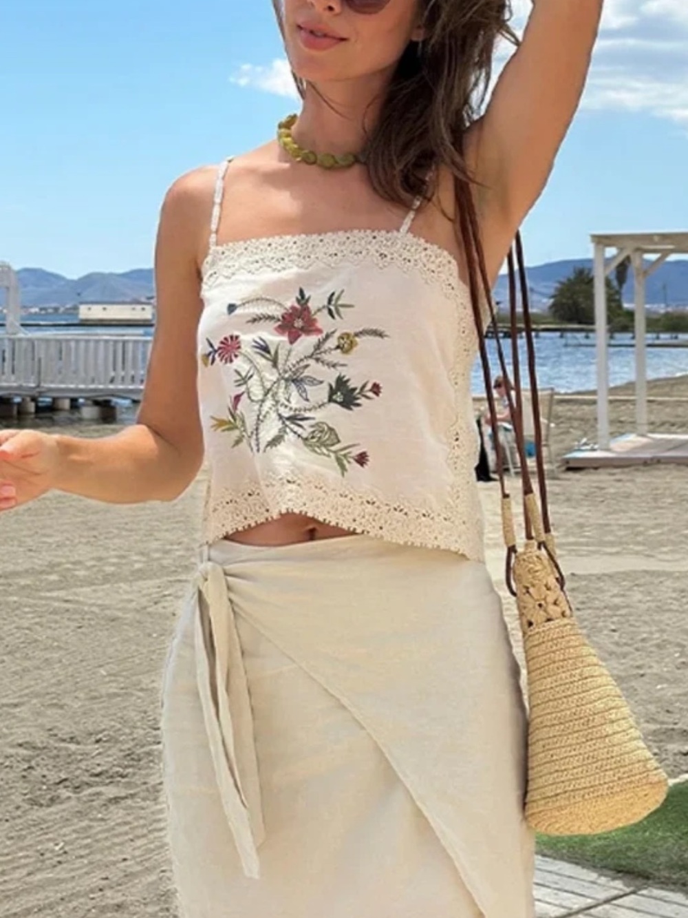 Zara Collection Floral Embroidered Cropped Top NWT